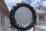 DSC00398 The mega wreath with a fresh coat of snow.