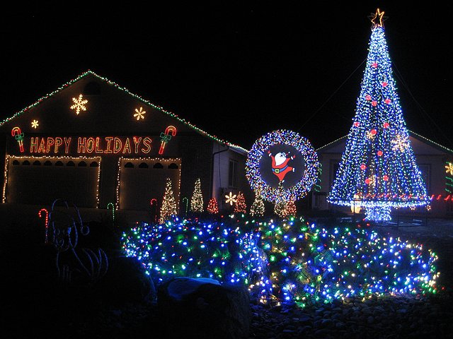 Christmas lights with megawreath